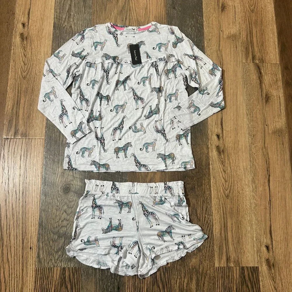 Emerson Road NYC Women's  Ruffle Pajama Set Safari Verano Size S NWT - Picture 2 of 7